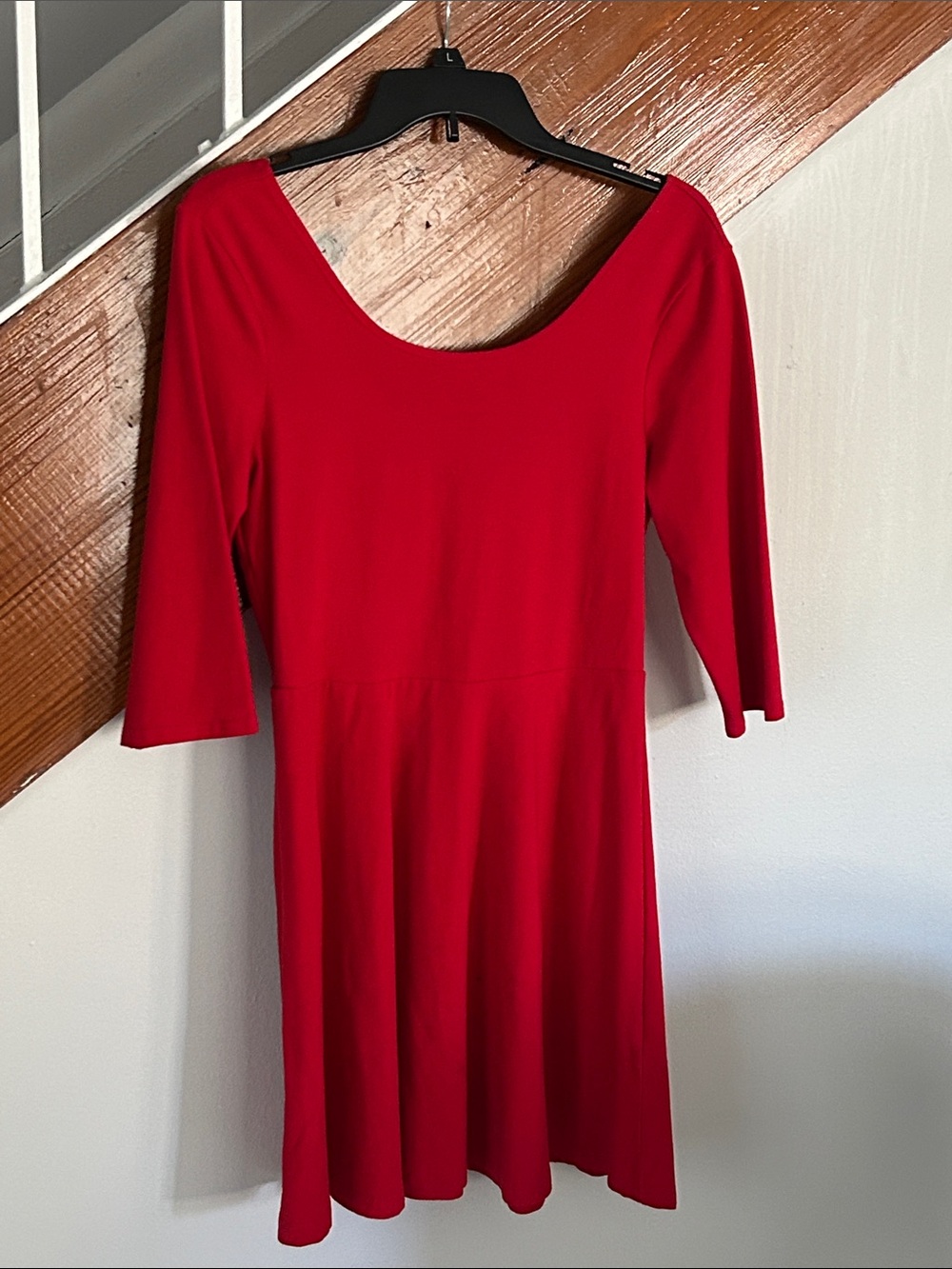Express Red Scoop-Neck Fit & Flare Dress